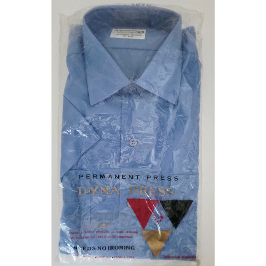 VINTAGE *NEW* 1960's Men's Blue Dress Shirt No Iron Poly/Cotton Blend Size 14.5