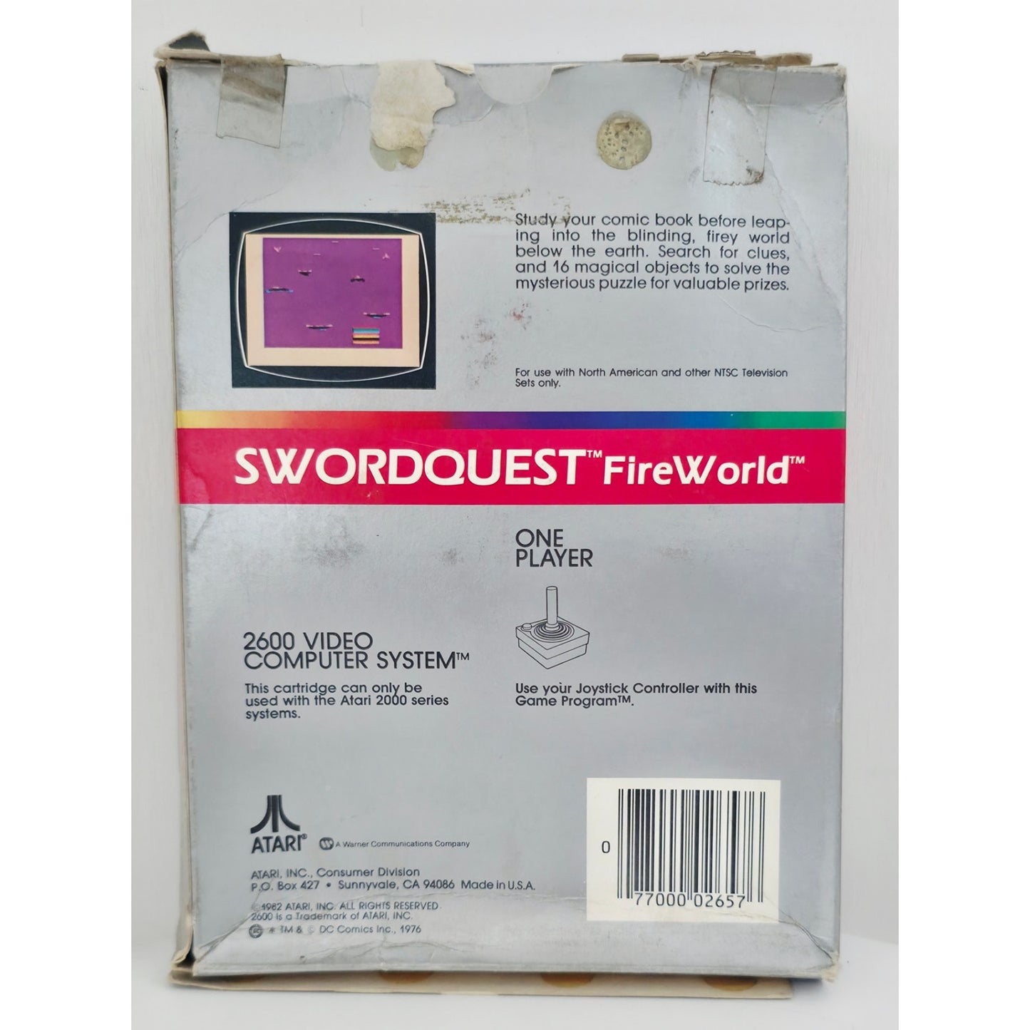 Atari 2600 1982 Swordquest Fireworld Game NOS Open Box with Wear Dealer Stock