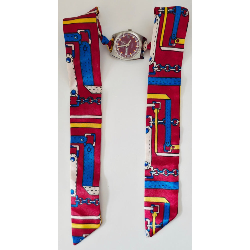 "Frozen In Time" 1960's Vintage Watch Face w/ Silk/Satin Tie Bracelet