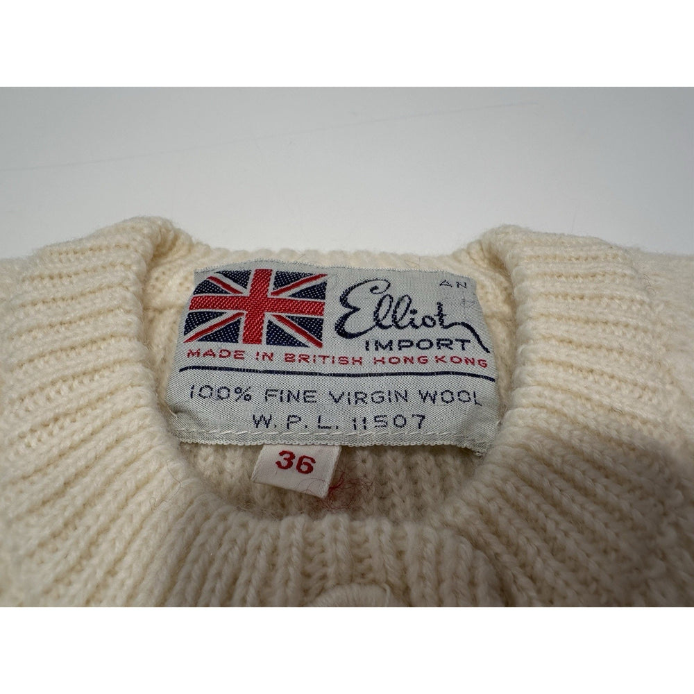 VINTAGE *NEW* Elliot 100% Pure Virgin Wool Dorset Btn Cardigan Sweater Wht Sz 36