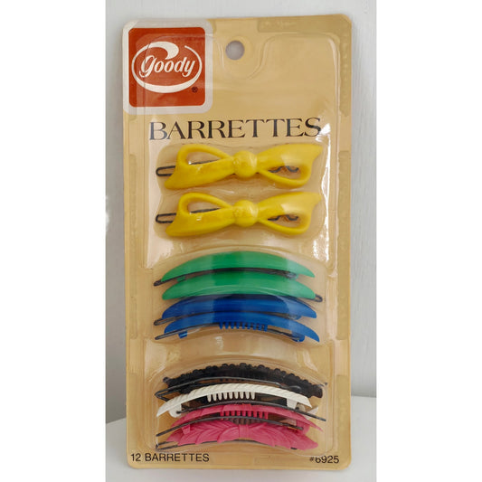 VINTAGE *NEW* 1975 Goody #6925 Multi-color Wire Clasp Barrettes Set of 12 USA
