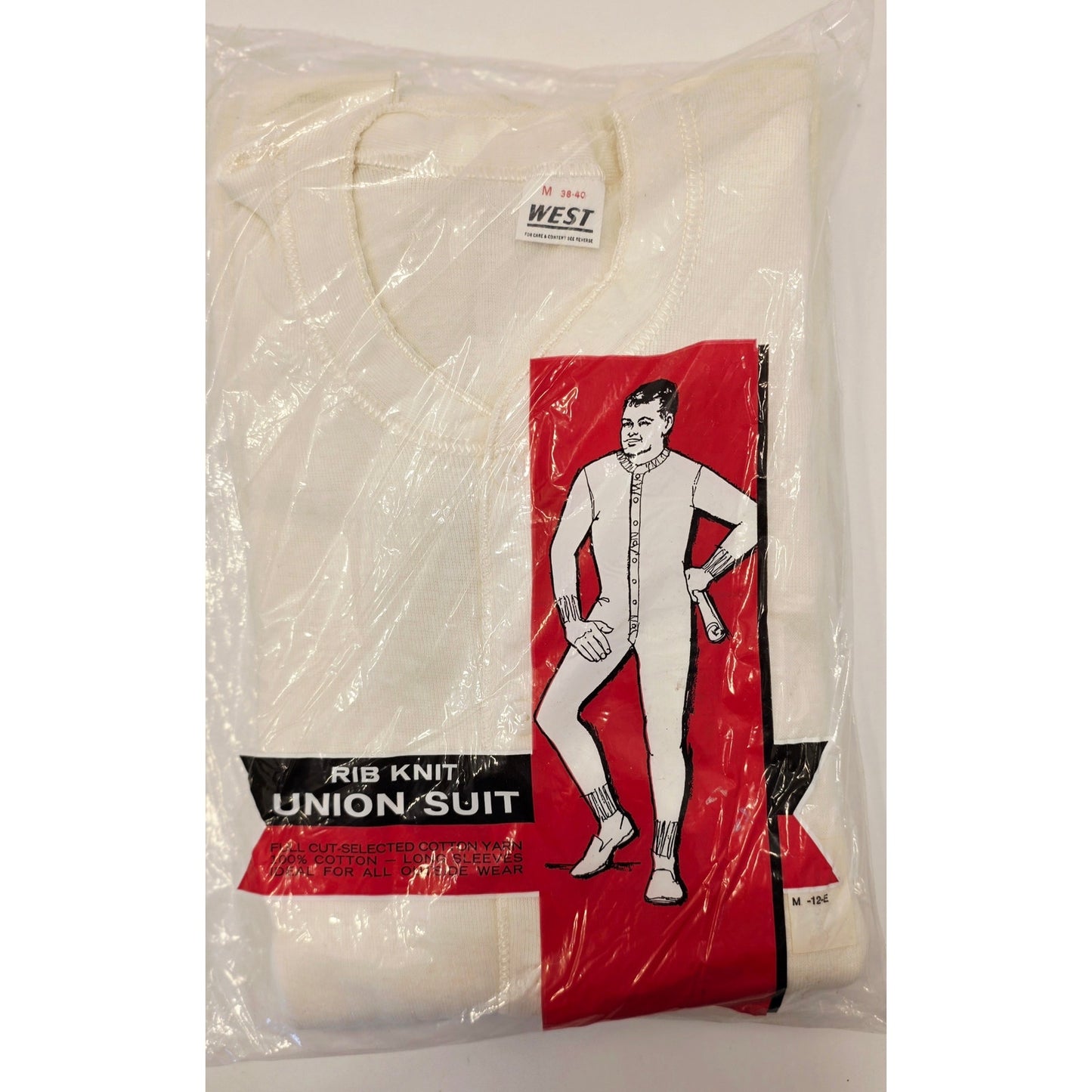 VINTAGE *NEW* 1970's Men's Outerwear (Long johns) Cream 100% Cotton Size M (38-40)