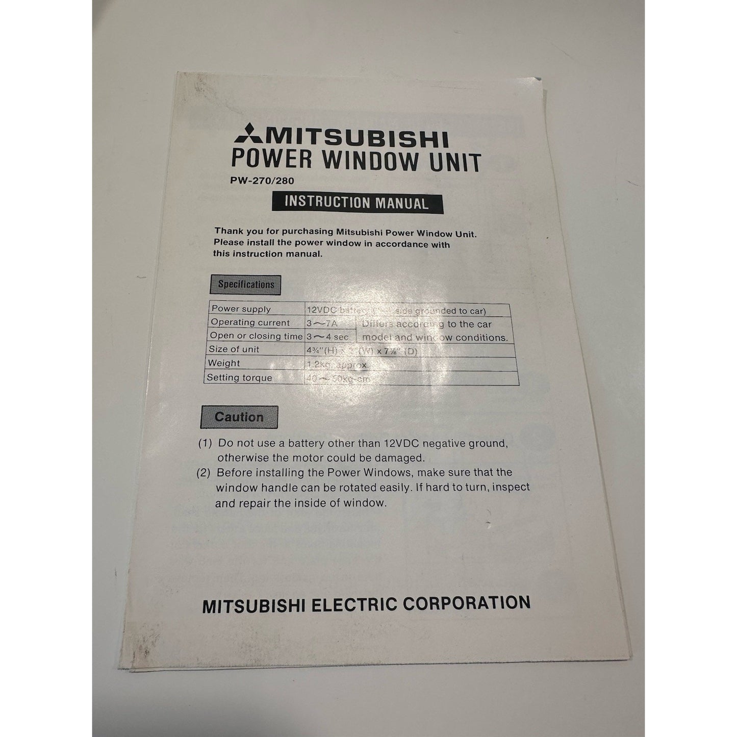 VINTAGE *NEW* 1980's Mitsubishi PW270/280, Univ. Add-On Power Window Mods-Shaft Mount