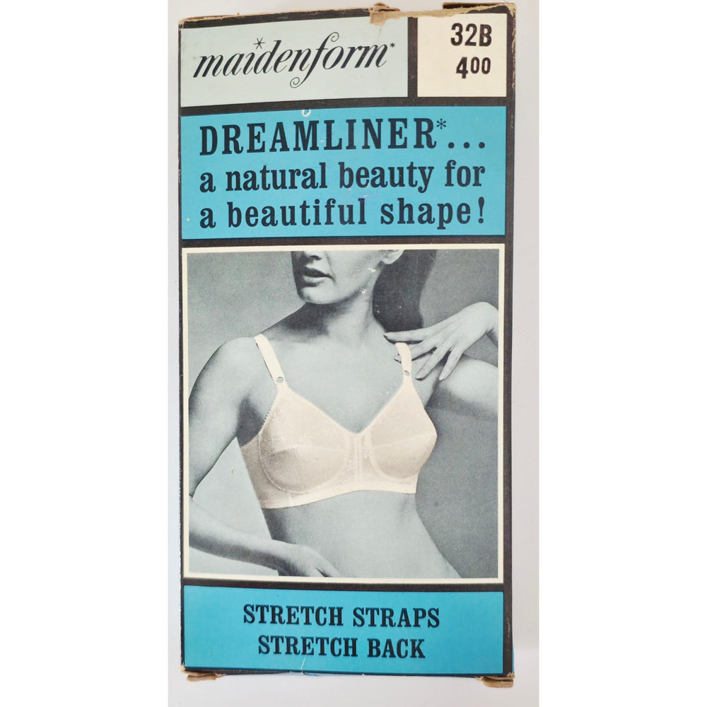 VINTAGE *NEW* 1970's Maidenform P9016 Tricolastic Lace Stretch White Bra 32 B