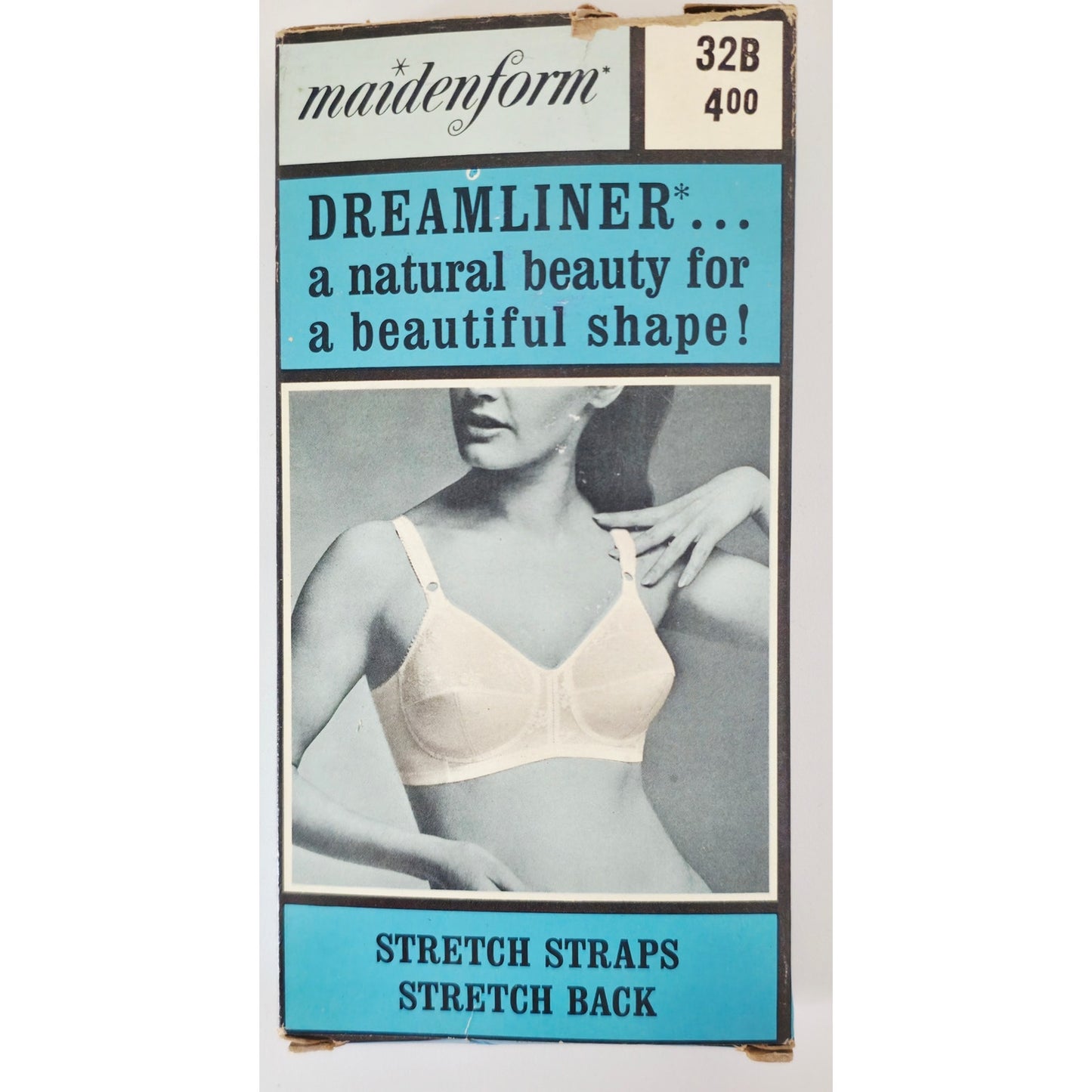 VINTAGE *NEW* 1970's Maidenform P9016 Tricolastic Lace Stretch White Bra 32 B