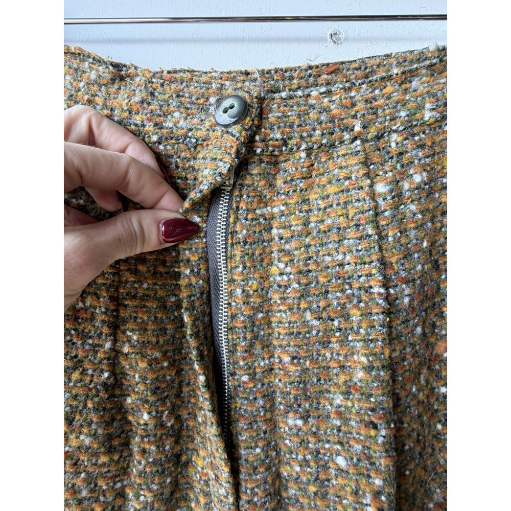 VINTAGE *NEW* 1960's Women's Tweed Italian Wool Mid-length Zip Skirt Size S