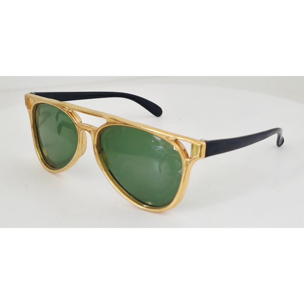 VINTAGE *NEW* 1970's Glam Unisex Gold Frame with Green Lens Sunglasses