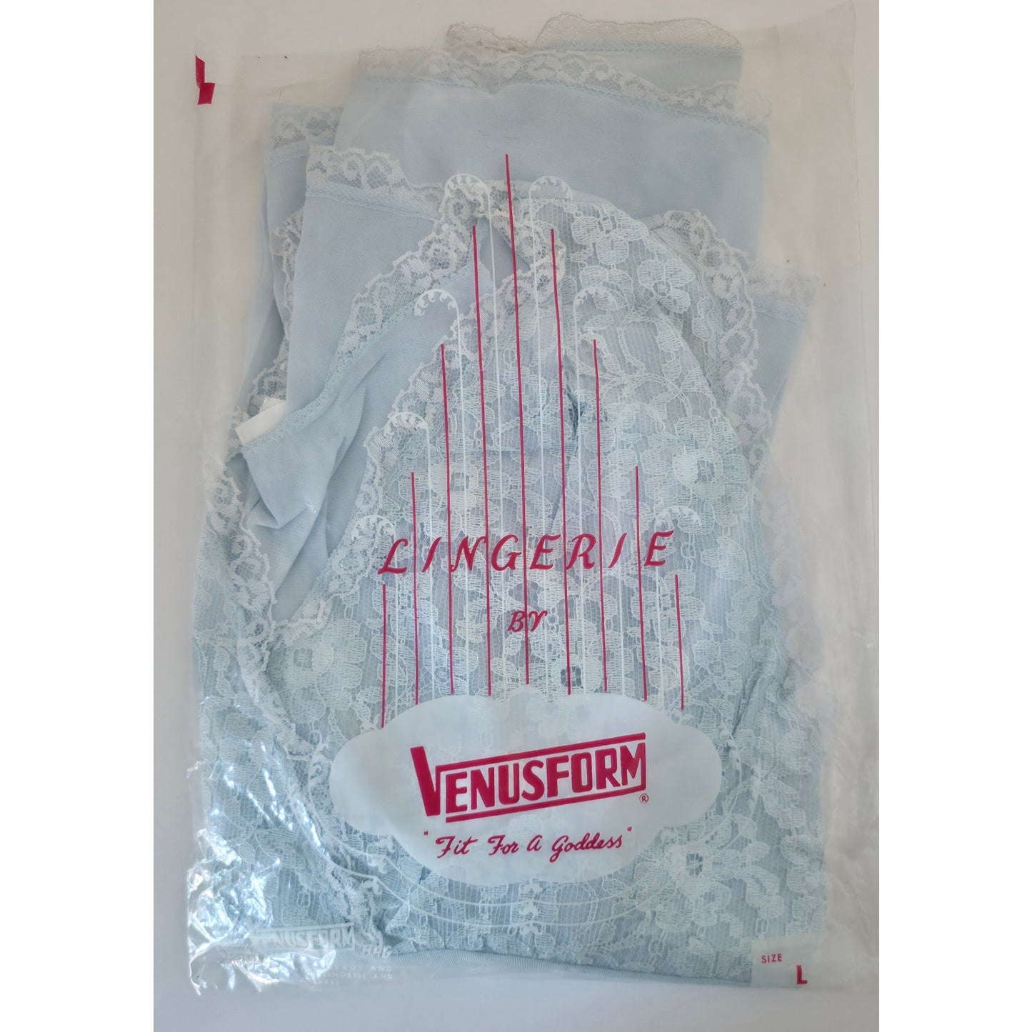 VINTAGE *NEW* 1960's Women's Light Blue Nightgown with White Lace 100% Nylon Size L