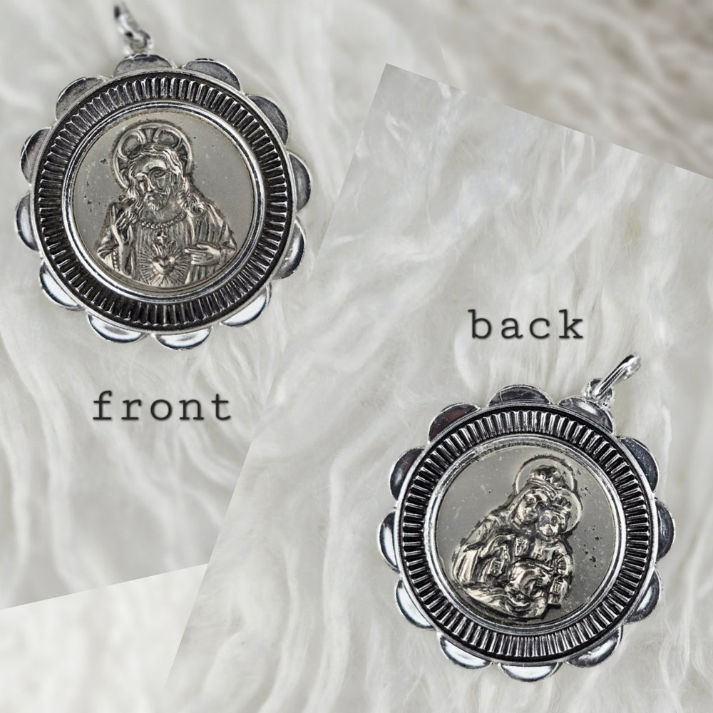 VINTAGE *NEW* 1950's Our Lady of Perpetual Help Silver-Toned Pendant 1.5" W Germany
