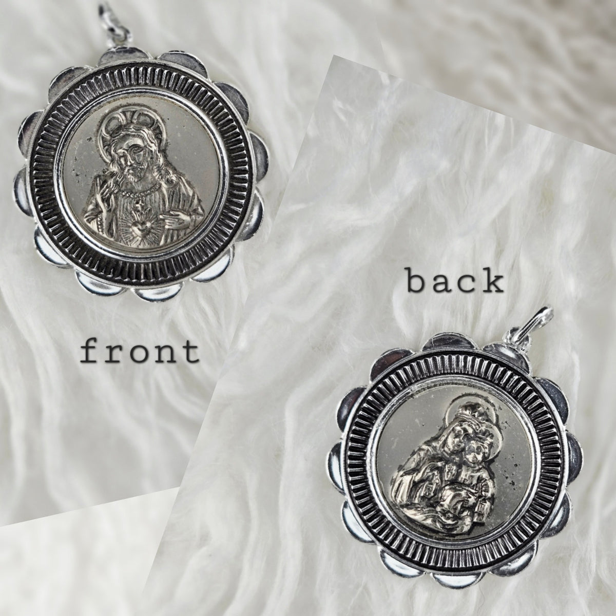 VINTAGE *NEW* 1950's Our Lady of Perpetual Help Silver-Toned Pendant 1.5" W Germany