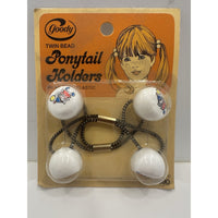 VINTAGE *NEW* 1975 Goody 6990 Twin Bead Ponytail Holders with Doll Art Set of 2