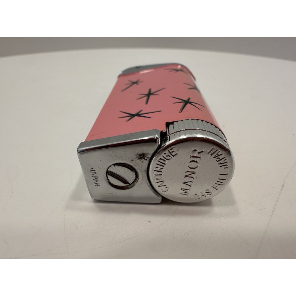 VINTAGE *NEW* 1960's Manor Butane Lighter Pink w/Stars