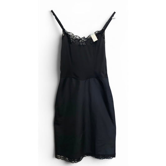 VINTAGE *NEW* 1960's Kayser Women's Black Short Slip Dress with Lace Trim Size S