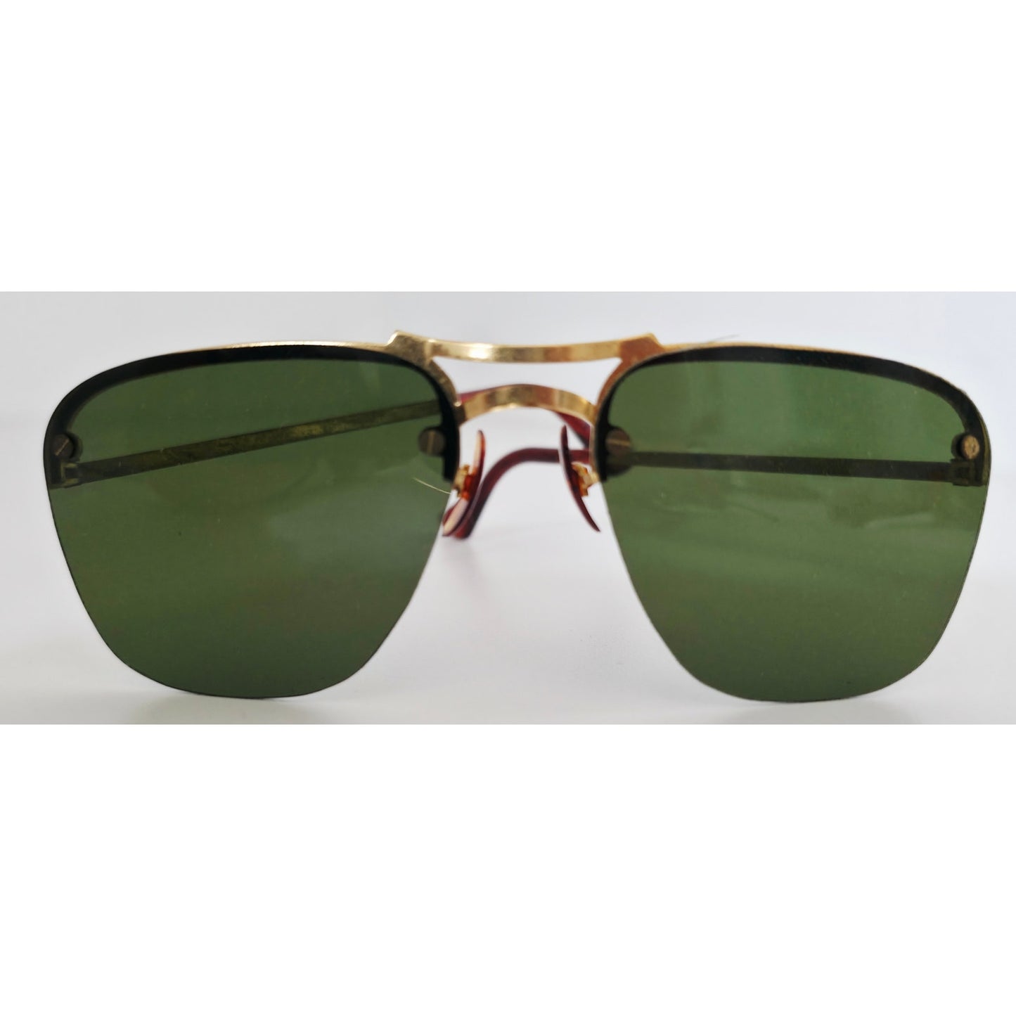 VINTAGE *NEW* 1970's Green Lens with Gold/Tortoise Brown Arm Sunglasses