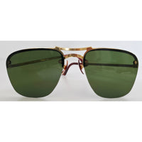 VINTAGE *NEW* 1970's Green Lens with Gold/Tortoise Brown Arm Sunglasses