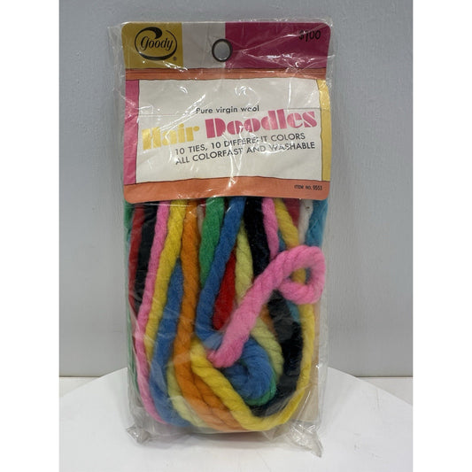 VINTAGE *NEW* 1989 Goody Hair Doodles Thick 42" Multicolor 100% Wool