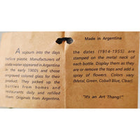 VINTAGE *PRISTINE* 1950's Art Thang Soda La Africana Seltzer Glass Bottle Argentina