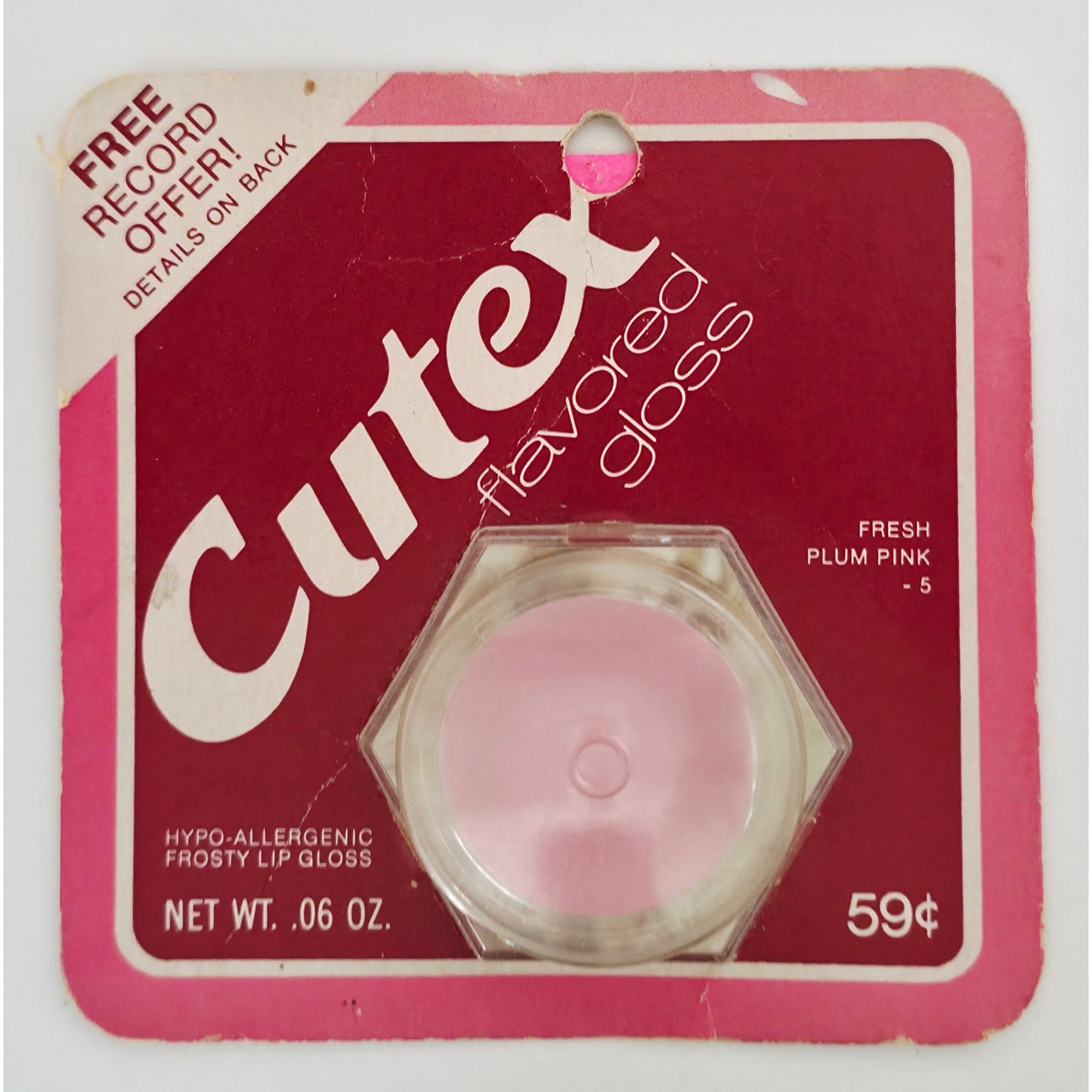 VINTAGE *NEW* 1970's Cutex Fresh Plum Pink Flavored Lip Gloss on Card .06oz