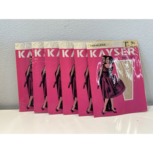 VINTAGE *NEW* 1950's Kayser Hosiery Seamless-Shell Beige Sz 9.5 X 6