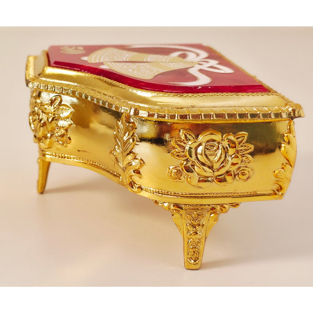 VINTAGE *NEW* 1970's 50th Anniversary Jewelry Box Gold & Red with Wedding Bells