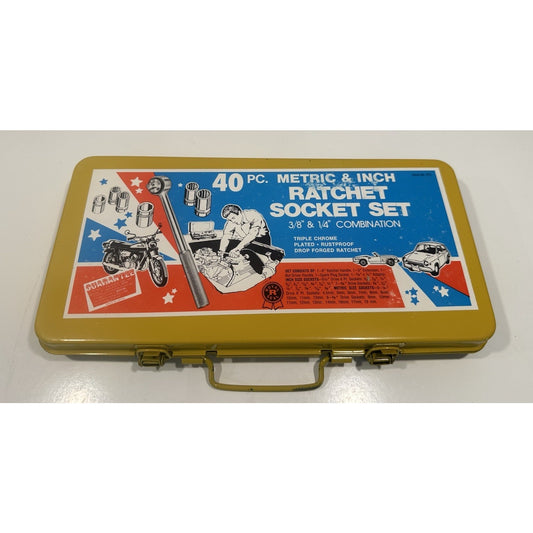 VINTAGE *NEW* 1980's Royal Seal 40 PC Ratchet &amp; Socket Set Metric/Inch