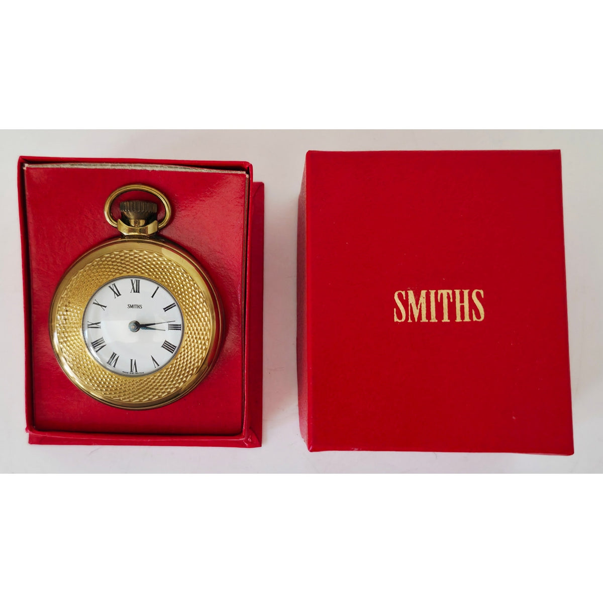 Vintage 1970's Smiths Pocket Watch Gold-Tone Boxed w/ Pouch & Guarantee Card England