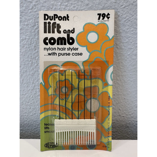 VINTAGE *NEW* 1970's White DuPont Lift and Comb Nylon Hair Styler w/Case