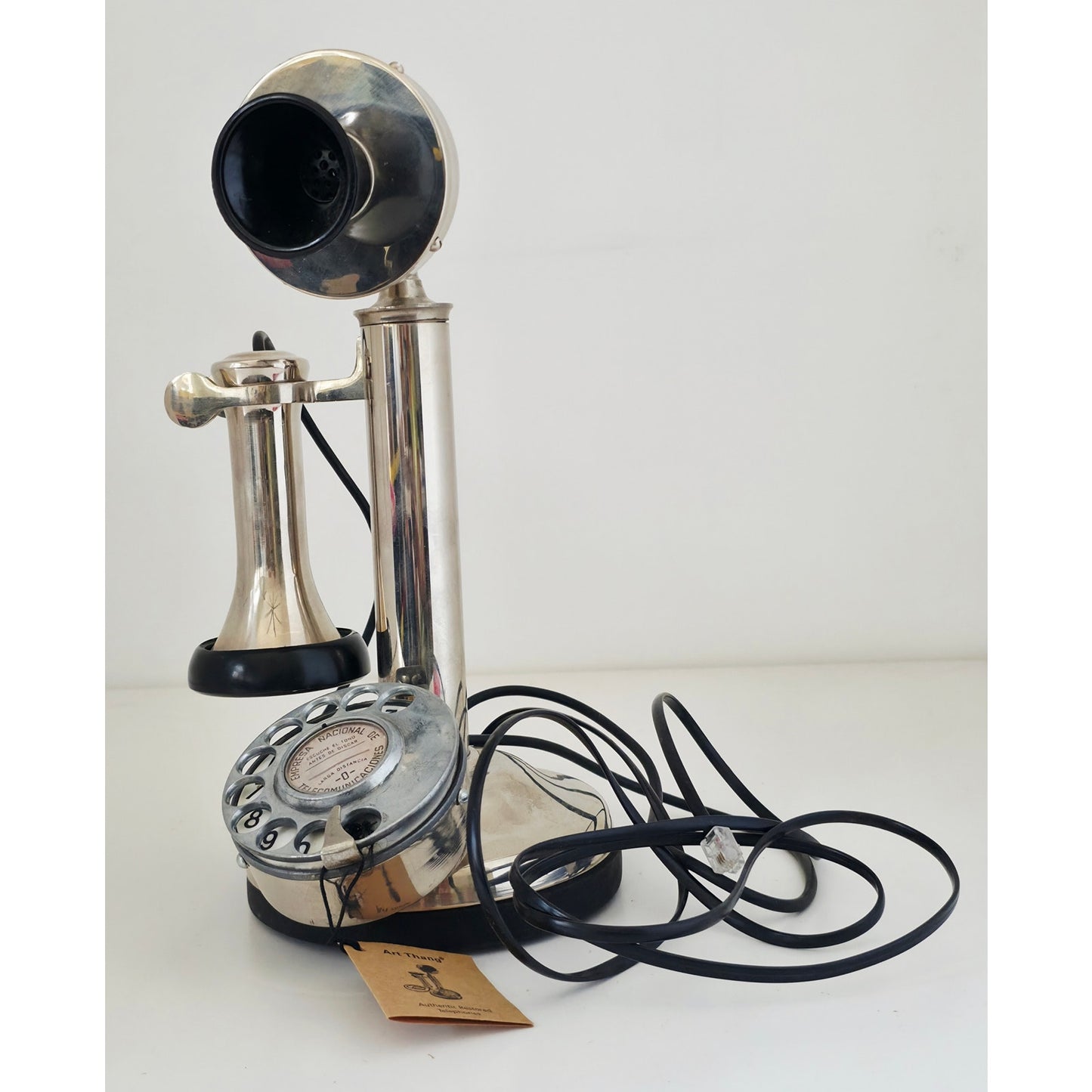 VINTAGE *PRISTINE* Art Thang Candlestick Rotary Dial Spanish Telephone Restored