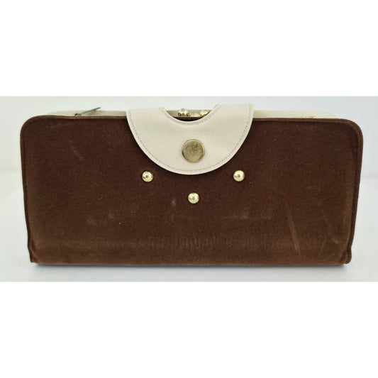 VINTAGE *NEW* 1970's Dark Brown Felt - Check, Charge, Credit Card, ID Wallet