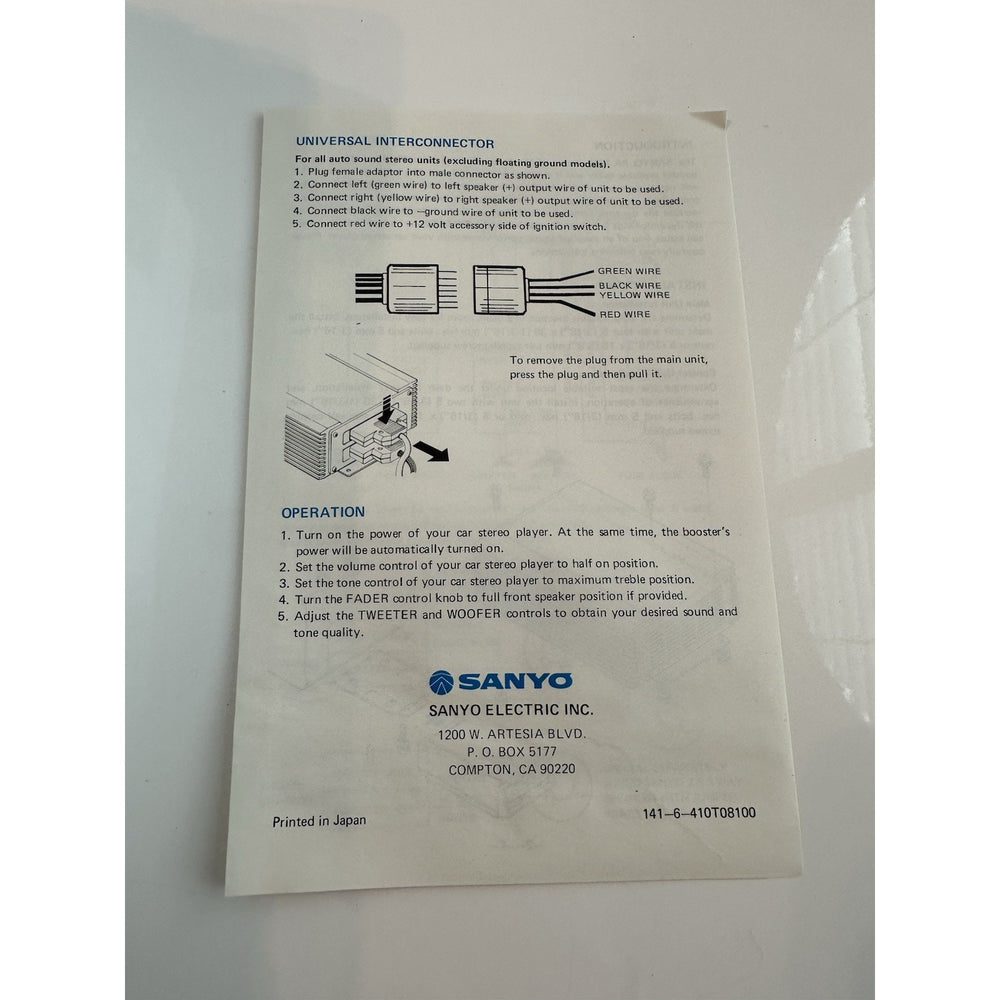 VINTAGE *NEW* 1980's Sanyo PA 7000 Bi-Amplified Car Stereo Power Booster