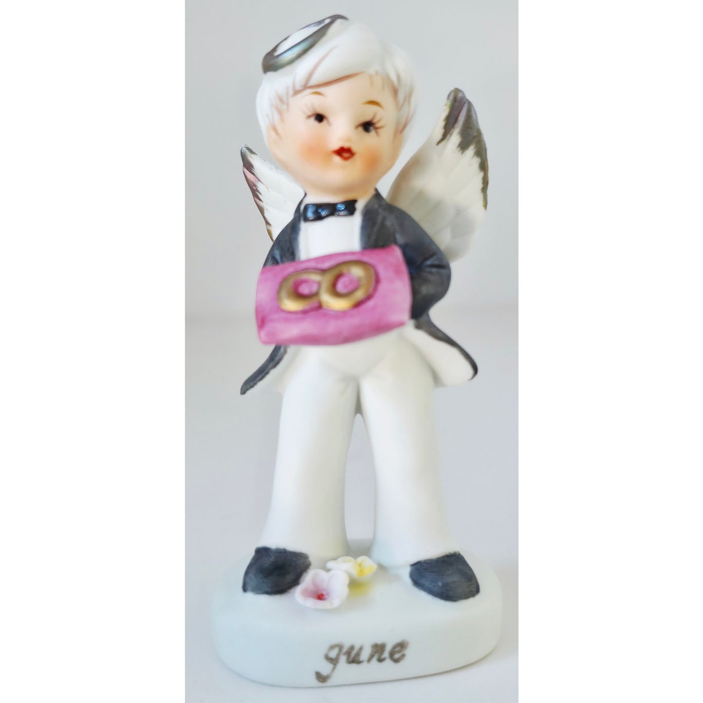 VINTAGE *NEW* 1960's June Boy Birthday Angel Figurine Porcelain 4MA-114