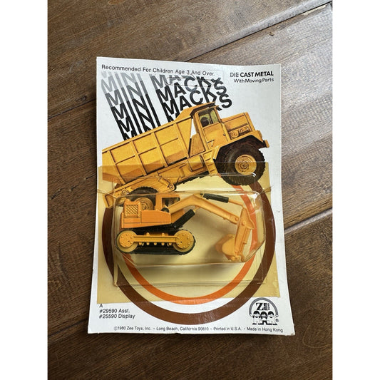 VINTAGE *NEW* 1970's Zee Mini Macks Die Cast Metal Yellow Full Track Excavator