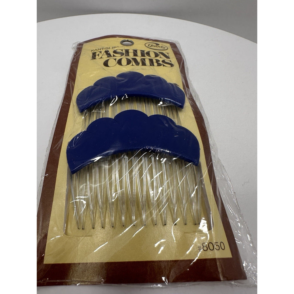 VINTAGE *NEW* 1975 Goody #8050 Kant-Slip Fashion Combs Scalloped Blue USA