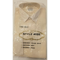 VINTAGE *NEW* 1960's Men's STYLEWISE Cream Collared Shirt 100% Nylon Size 14-32