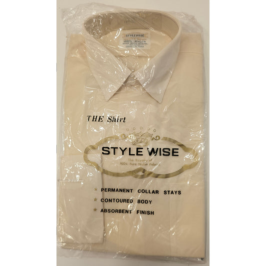 VINTAGE *NEW* 1960's Men's STYLEWISE Cream Collared Shirt 100% Nylon Size 14-32