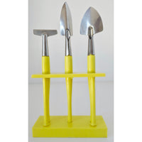 VINTAGE *NEW* 1970's Mini Hone Garden Tools with Stand Set of 3 Hong Kong
