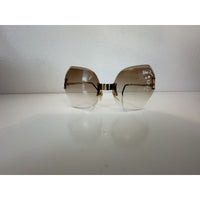 VINTAGE *NEW* 1970's ChrysDior Glam Sunglasses Brown Smoked Glass & Gold
