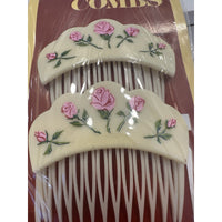VINTAGE *NEW* 1975 Goody 8161 Kant-Slip Fashion Combs w/Roses USA