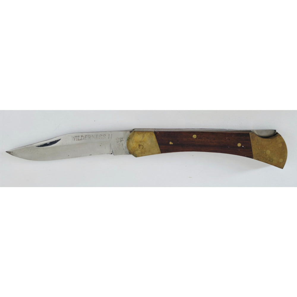 VINTAGE *NEW* 1960's Wilderness II Stainless Steel w/Wooden Handle Pocket Knife