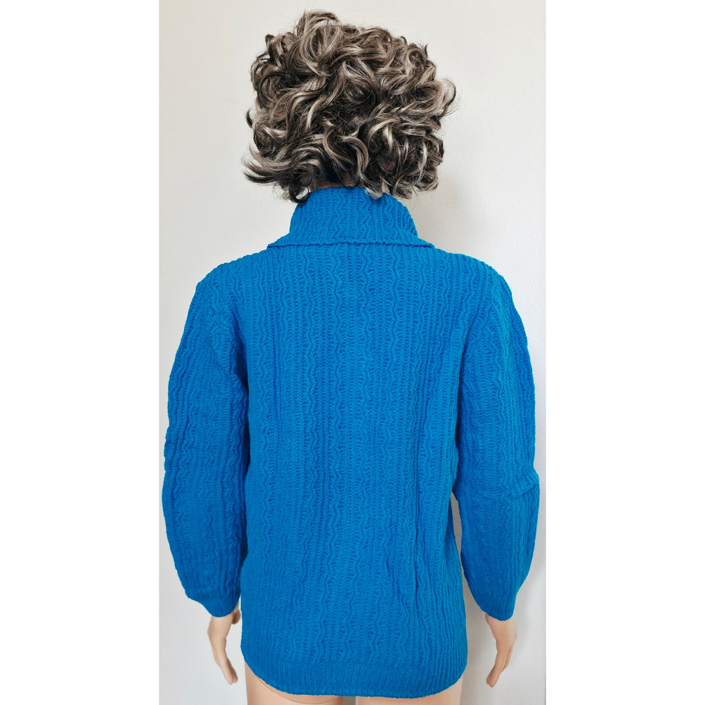 VINTAGE *NEW* 1970's Zephyr Maid Women's Blue Cable Stitch Sweater Size 38