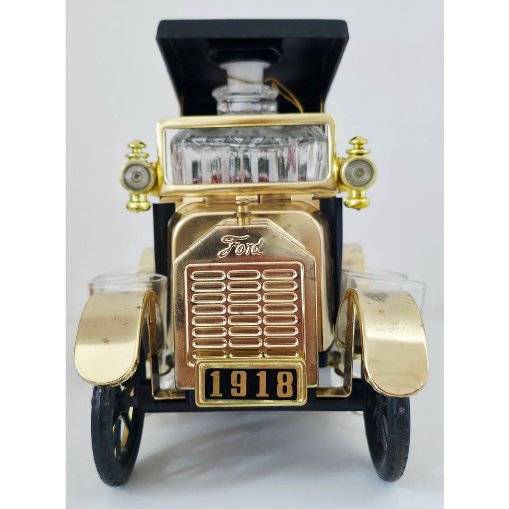 VINTAGE *PRISTINE* 1950's Decanter Music Box 1918 Ford Car w/4 Shot Glasses