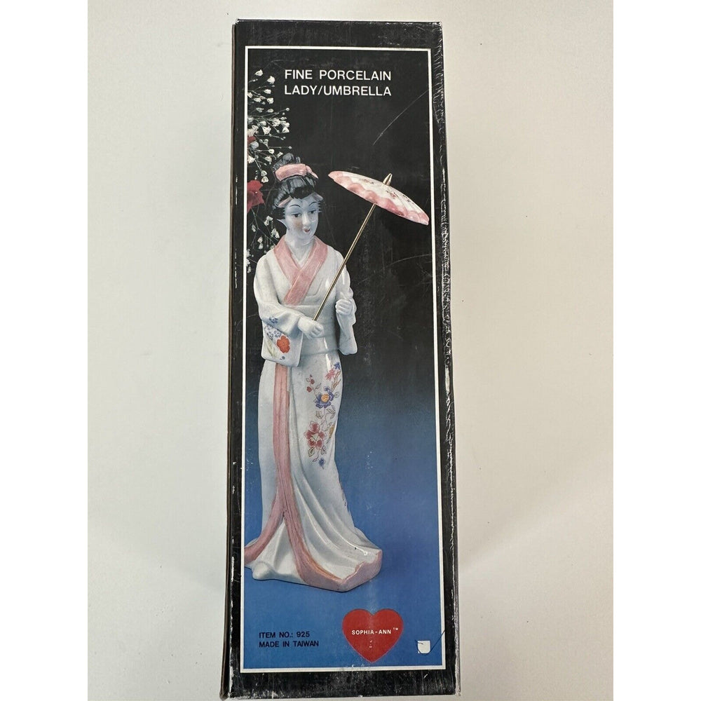 VINTAGE *NEW* 1950's Sophia-Ann Oriental Porcelain Figurine with Umbrella
