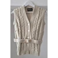 VINTAGE *NEW* 1970's Beige Women's Sweater Vest with Belt 100% Acrylic Size 36