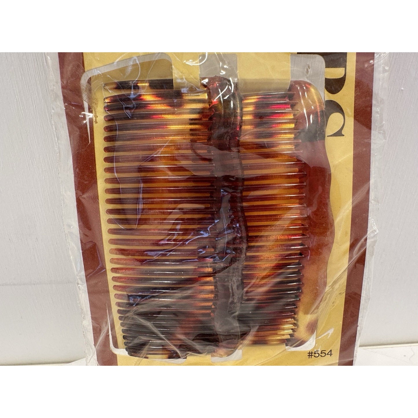 VINTAGE *NEW* 1975 Goody Kant-Slip Acetate Side Combs Wavy Tortoise USA