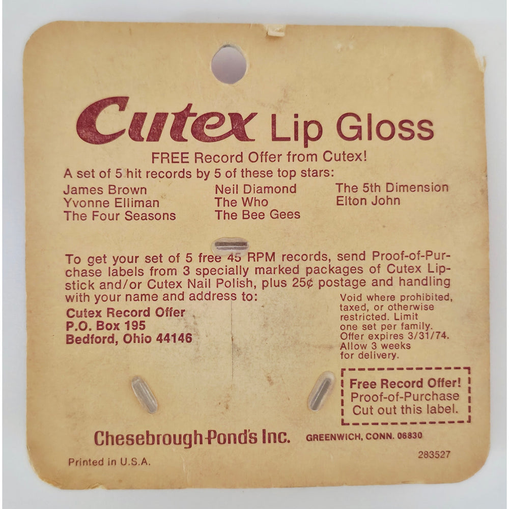 VINTAGE *NEW* 1970's Cutex Fresh Plum Pink Flavored Lip Gloss on Card .06oz