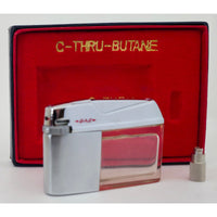 VINTAGE *NEW* 1960's JJJ C-Thru Silver Butane Lighter Japan