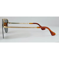 VINTAGE *NEW* 1970's Glam Unisex Gold Frame with Brown Arm and Gray Lens Sunglasses