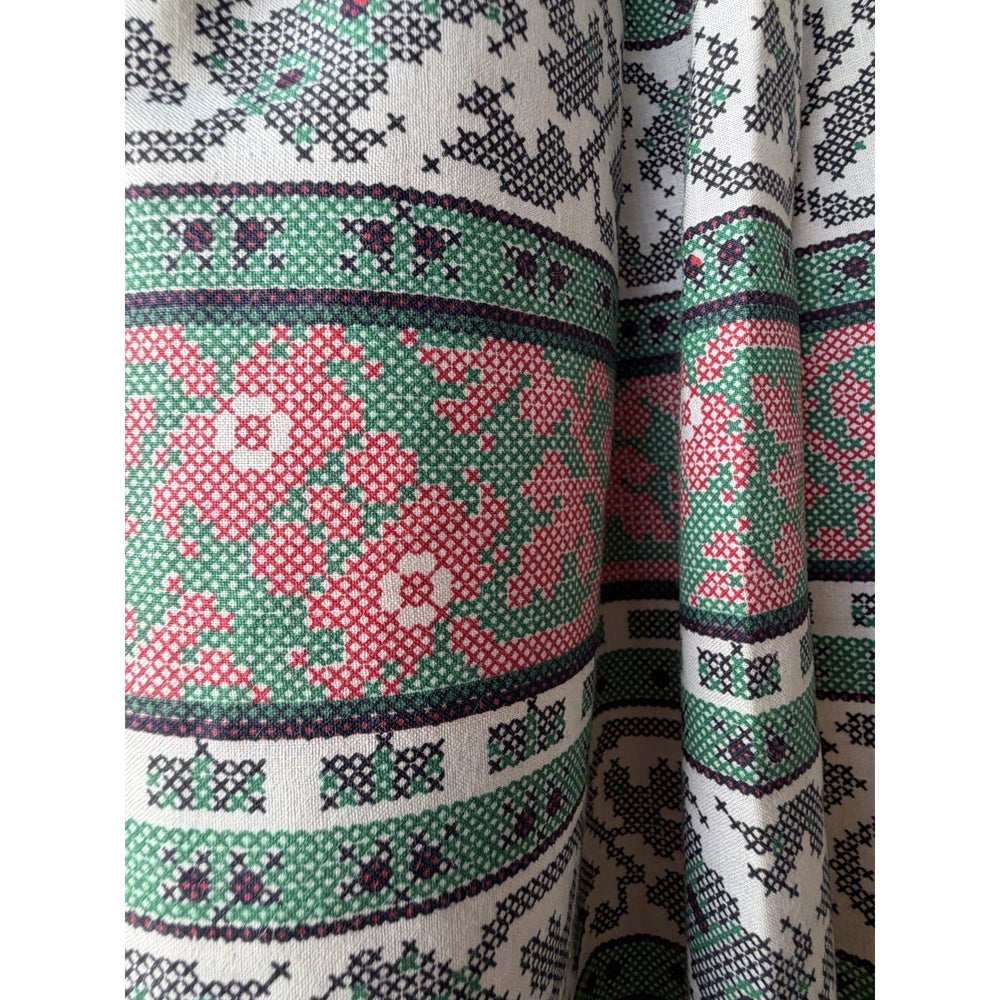 VINTAGE *NEW* 1960's Women's Green/White/Pink Pleated Mid Skirt Size M