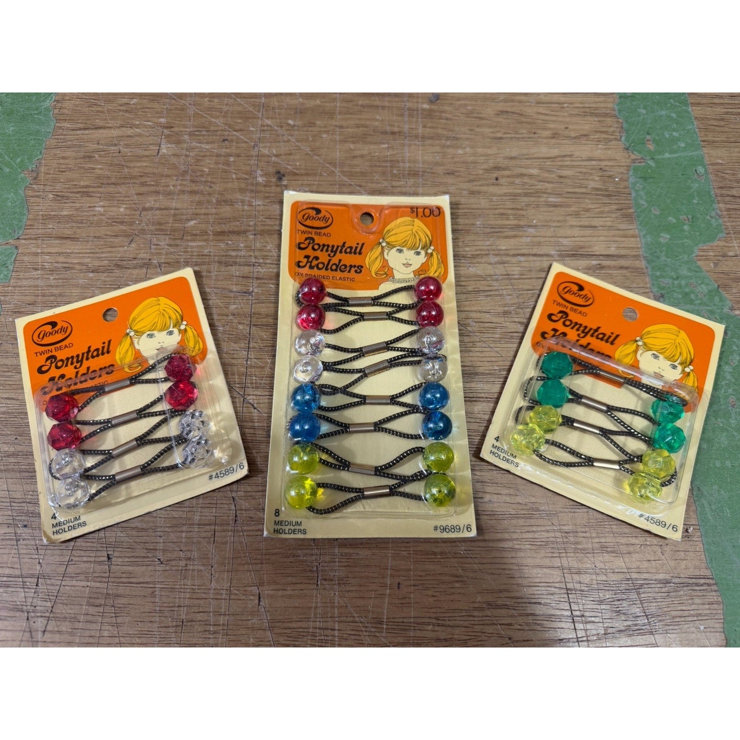 VINTAGE *NEW* 1970'a Goody Twin Bead Ponytail Holders Bundle