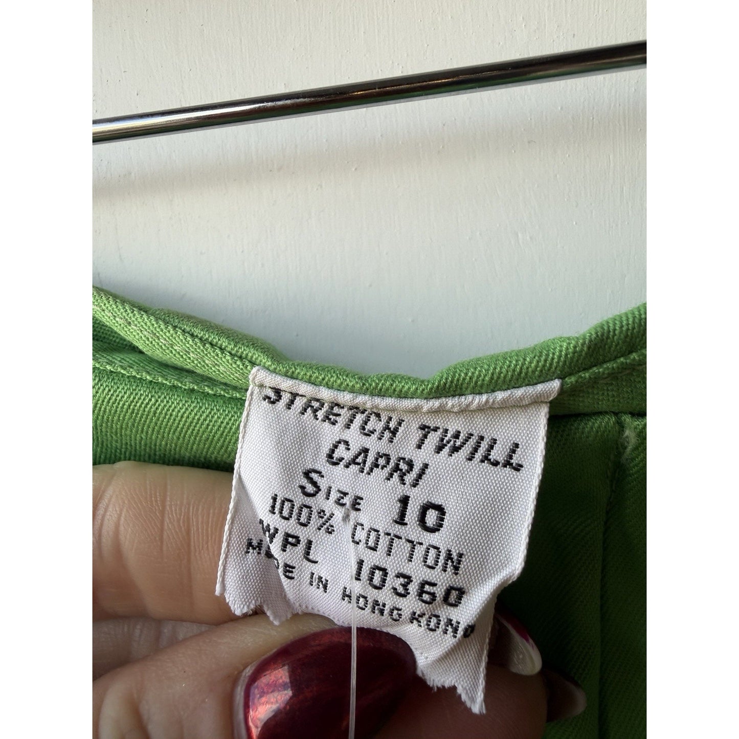 VINTAGE *NEW* 1960's Green Stretch Twill Capri Bell Bottom Cotton Pants Size 10